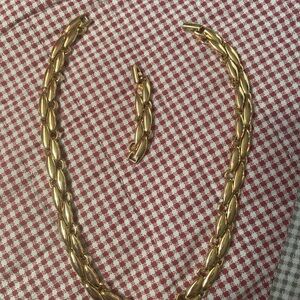 Vintage Adjustable Gold-Tone Braided Link Necklace